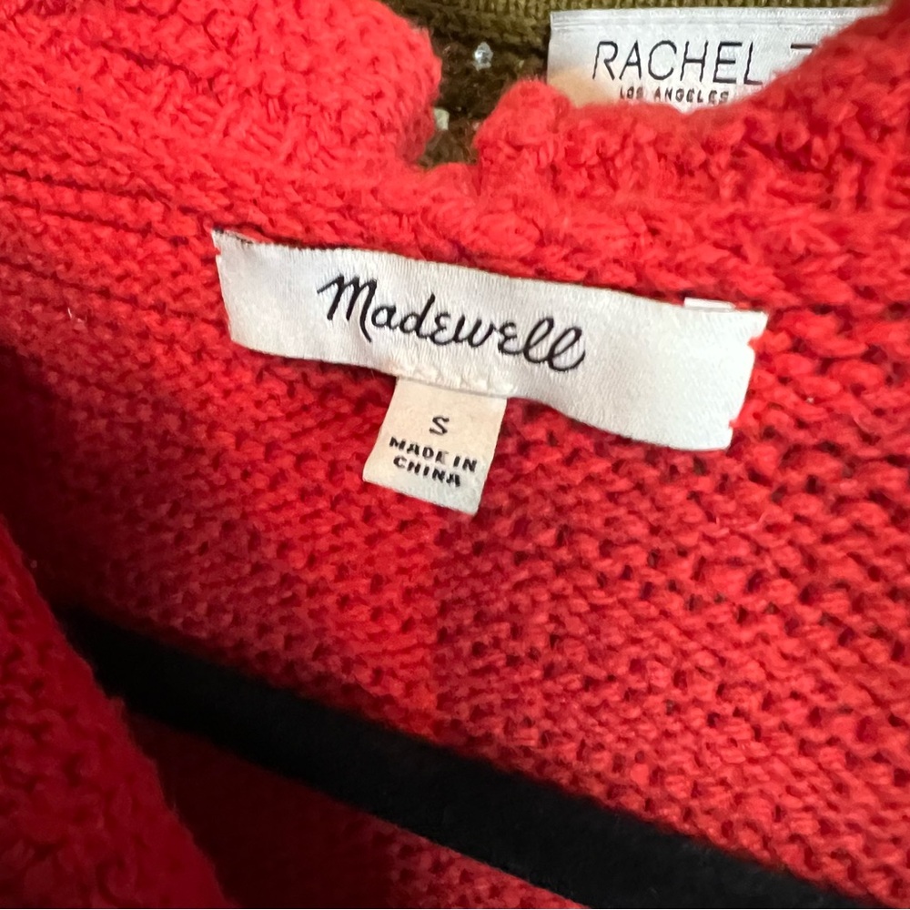 MADEWELL Red Ruffle-Trimmed Rib Knit Sweater, S - Picture 10 of 10